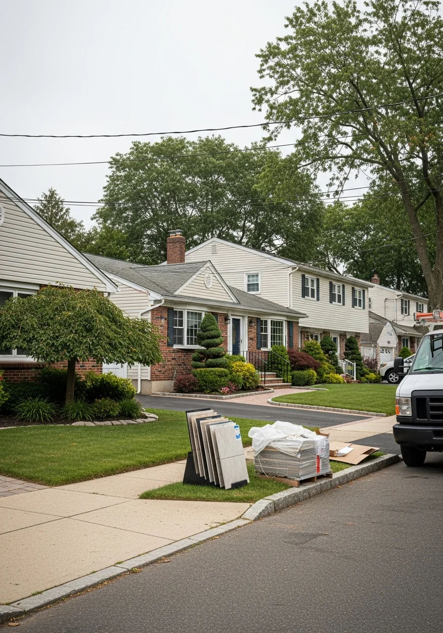 Suffolk County residential property with varied architectural styles typical of the region.