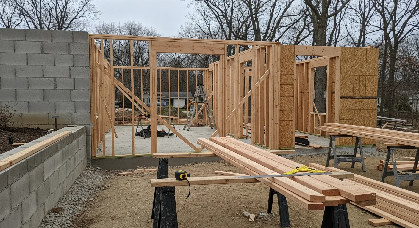 A newly completed rear room addition on a single-family ranch home in Holbrook, New York, showing matched siding and a connected roofline. The addition extends the home's footprint into a spacious backyard typical of suburban Suffolk County properties.
